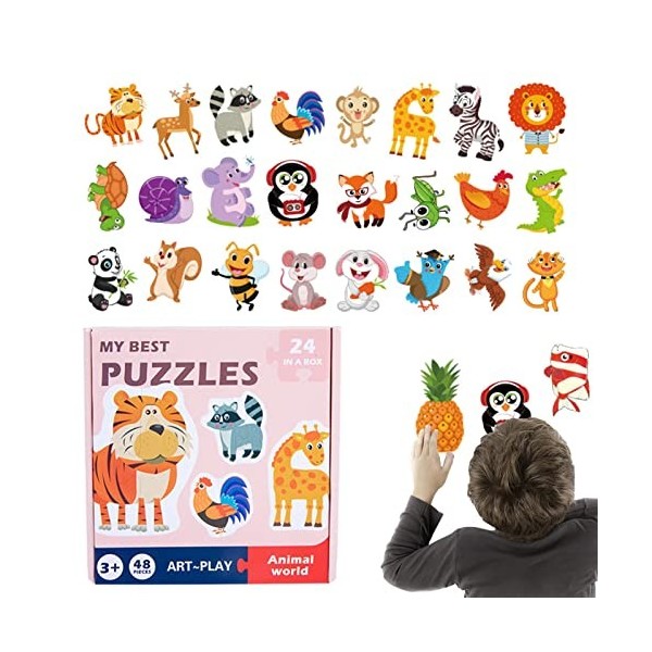 FUKKA Puzzle pour Tout-Petits,Puzzles pour Tout-Petits - Puzzles danimaux,Puzzles Montessori pour Filles et garçons de 3, 4 