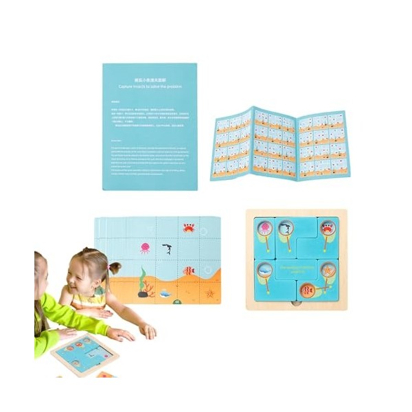 Birtern Puzzles pour Tout-Petits, Puzzles danimaux en Bois, Jouet de Puzzle pour Attraper des Poissons et Dinosaures, Jouets