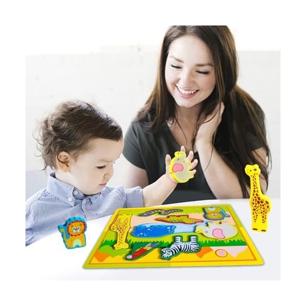 JVAN Puzzles danimaux pour Tout-Petits | Gros Puzzle en Bois avec Formes danimaux,Gros Puzzle pour la Coordination œil-Main