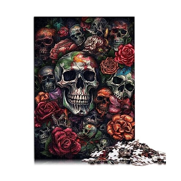 Jigsaw Puzzles for Adults Puzzle Skull and Roses Skull Rose 1000Piece Jigsaw Cardboard Puzzles Family Puzzle Game 10.27" x 20