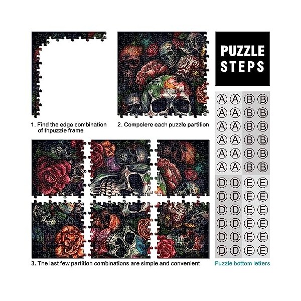 Jigsaw Puzzles for Adults Puzzle Skull and Roses Skull Rose 1000Piece Jigsaw Cardboard Puzzles Family Puzzle Game 10.27" x 20