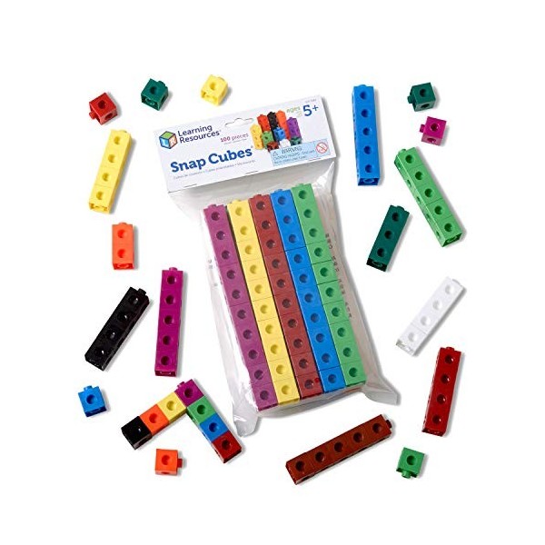 Lot De 100 Cubes à Emboîter 5 Couleurs - Arête 1,7 Cm - Pour Apprentissage Mathématiques à L'École