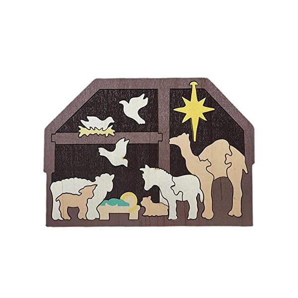 Geruwam Puzzle Jésus en Bois,Jigsaw Puzzle Game Puzzles Noël - Artisanat dornement Noël Sculpture Faite à la Main pour Les, 