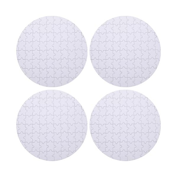 SEWACC 4 Pièces Casse-tête Rond Gratter Et Renifler Puzzle Blanc Puzzles Ronds à Transfert Thermique Scie Sauteuse Enfant Sub