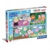 Clementoni- Peppa Pig Supercolor Pig-2x20 + 2x60 Pièces, Enfants 3 Ans, Puzzle Dessin Animé-Fabriqué en Italie, 24799