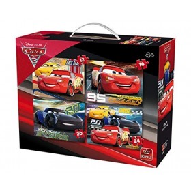 KING- Disney Cars Puzzle 4 en 1 12, 16, 20, 5504, Multicolore