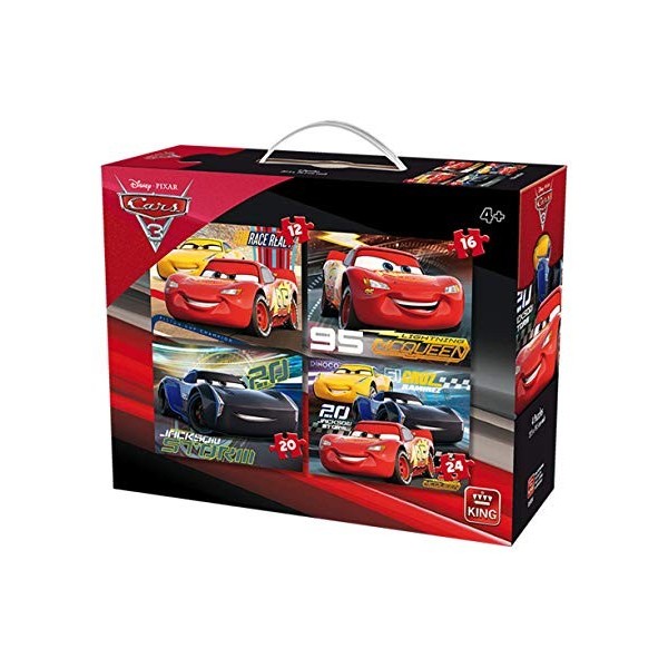 KING- Disney Cars Puzzle 4 en 1 12, 16, 20, 5504, Multicolore