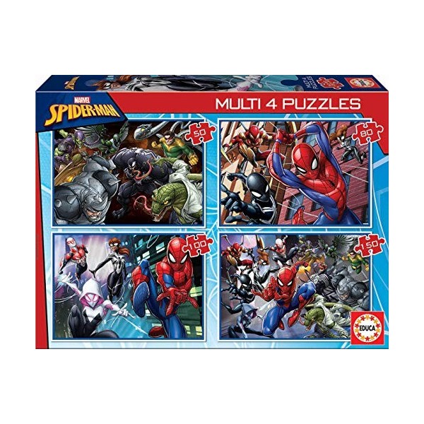 Educa - 4 Puzzle Spiderman | MultiPuzzles Progressifs Enfant 50, 80, 100, 150 pièces | Puzzle Spider-Man +5 Ans 18102 