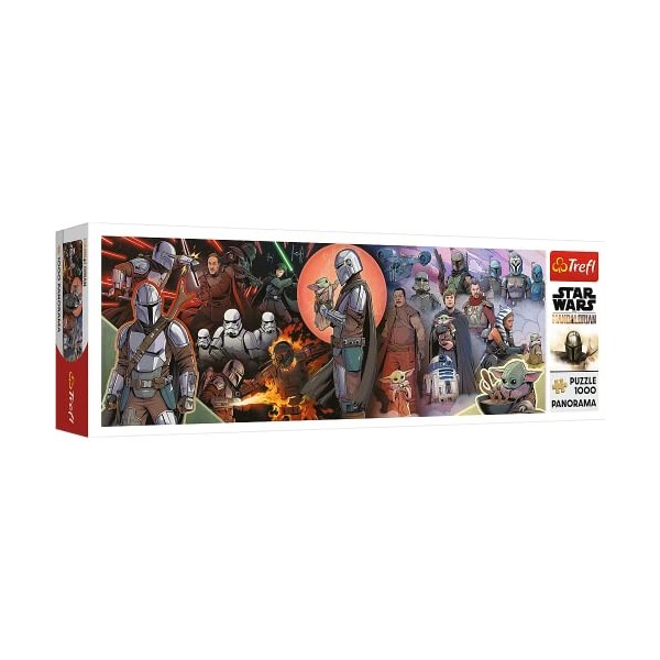 Trefl - Star Wars Mandalorian, Les Aventures de Mandalorian - Puzzle Panoramique 1000 Eléments - Puzzle Collage, Puzzle DIY, 