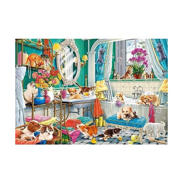 Castorland Puzzle 100 pièces : Bain pour Animaux de Compagnie