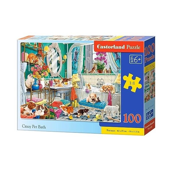 Castorland Puzzle 100 pièces : Bain pour Animaux de Compagnie