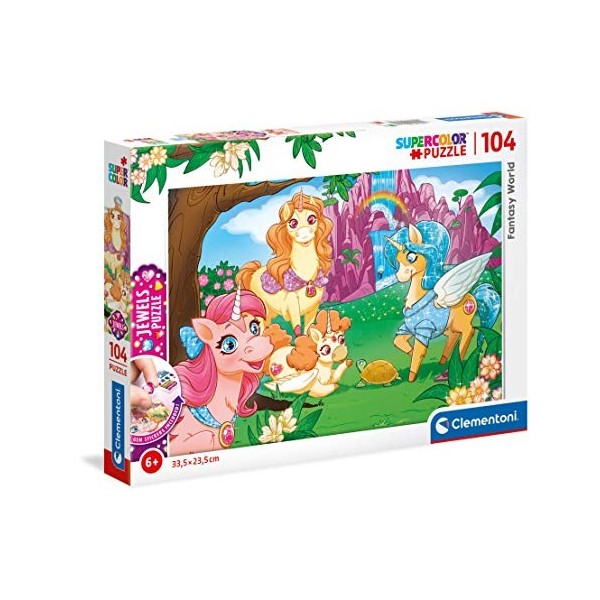 Clementoni Jewels Fantasy World-104 pièces-Puzzle Enfant-fabriqué en Italie, 6 Ans et Plus, 20179, No Color