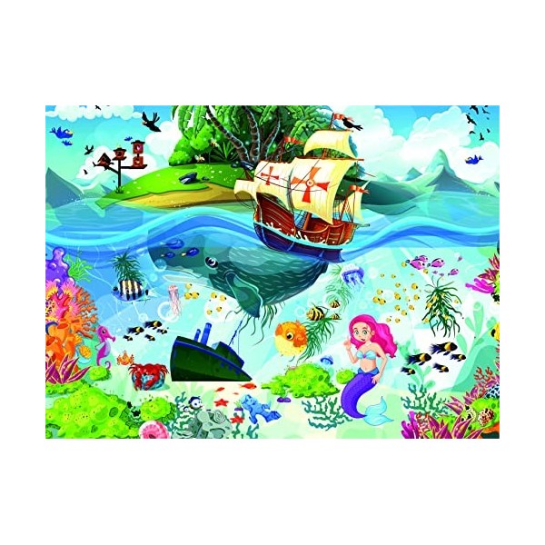 Brain Tree - Mermaid Island 500 Piece Puzzles for Adults: With Droplet Technology for Anti Glare & Soft Touch