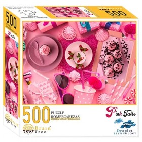 Brain Tree - Pink Table 500 Piece Puzzles for Adults: With Droplet Technology for Anti Glare & Soft Touch
