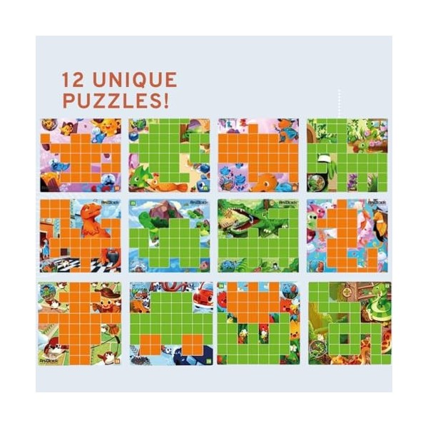 AniBlock Puzzle Challenger Everyone – Jeux de société amusants, casse-tête pour enfants de 5 ans et plus, niveau 3