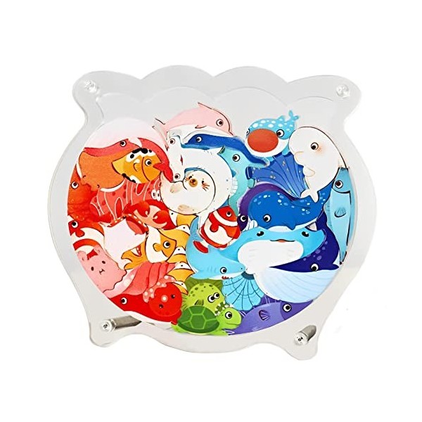 mimika Puzzle Animal Mignon 3D, Puzzles en Forme danimaux, Puzzles danimaux avec Cadre de Voyageur en Bouteille, Puzzle dé