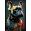 Puzzle Adulte 1000 Pièces Animal Popart - Chien Bouledogue Français - Décoration Murale - Cadre 50x75 cm - Qualité Premium Ca