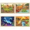 SYNARRY Dinosaure Puzzle en Bois Enfant pour 3 4 5 6 Ans, Puzzles de Dinosaures de 4×24 pièces, Jouet Educatif Préscolaire, J