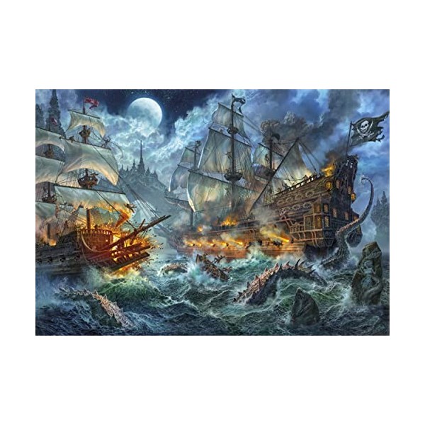 Clementoni Collection Pirates Battle-1000 Pièces-Puzzle, Divertissement pour Adultes-Fabriqué en Italie, 39777