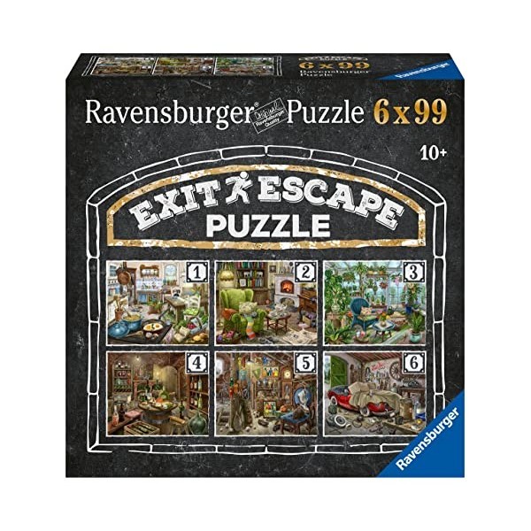 Ravensburger - 6 escape puzzles de 99 pièces - Pour adulte et enfant dès 12 ans - Le manoir hanté - Histoire complète - 80575