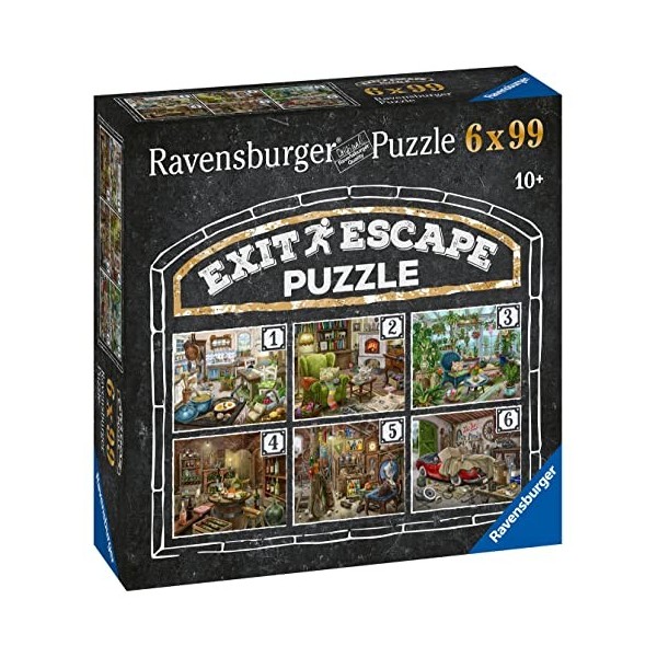 Ravensburger - 6 escape puzzles de 99 pièces - Pour adulte et enfant dès 12 ans - Le manoir hanté - Histoire complète - 80575