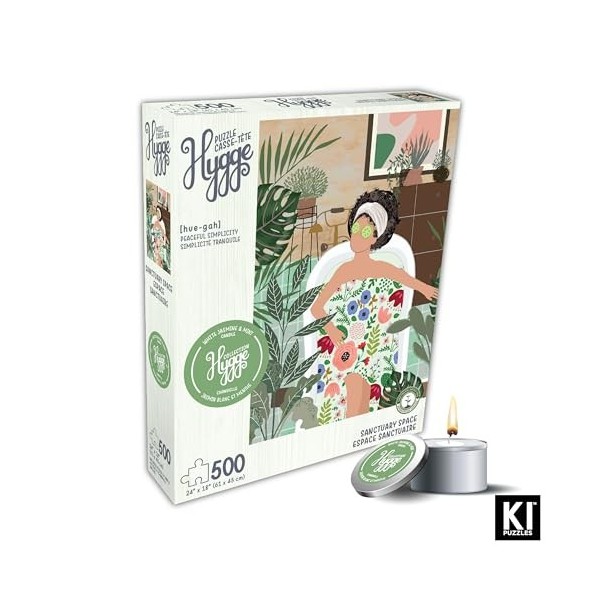 KI Puzzles Playview Brands – Puzzle de 500 pièces pour adultes, hygge sanctuaire, espace, aromathérapie, avec bougie parfumée