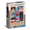 Clementoni- Style in The City Paris – 1000 pièces, Puzzle Ville, Illustrations dauteur, Vertical, Divertissement pour Adulte