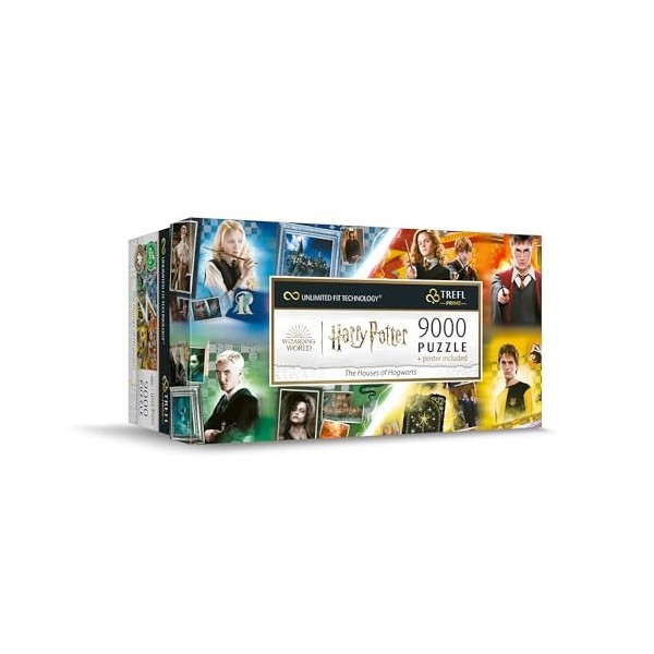 Trefl Prime UFT : Harry Potter, The Houses of Hogwarts-9000 Pièces, Grand Puzzle, Carton Le Plus épais, Bio, ÉCO, Loisir pour