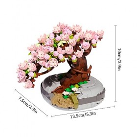 HIULLEN Kit de Construction de bonsaï,426 pièces Blocs de Construction pour Bonsaï,Collection botanique de Fleurs de Cerisier