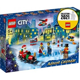 LEGO 60303 City Calendrier de l’Avent Jouet 2021, Mini-Jouets à Collectionner, Enfants dès 5 Ans, avec Tapis et Minifigures