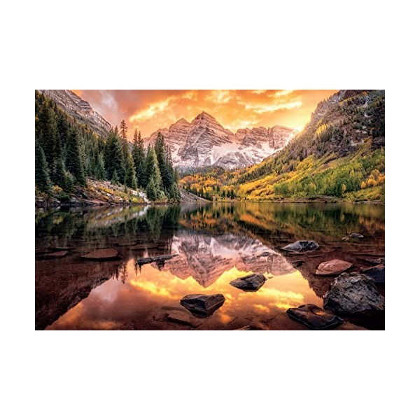 Buffalo Games - Réflexion du lac marron – Puzzle de 2000 pièces pour adultes – Puzzle stimulant parfait pour les soirées de j