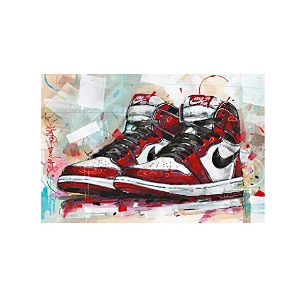 JCYMC Mode Graffiti Art Baskets Affiches Chaussures De Sport Puzzles 1000 Pièces pour Mur Art Famille Jeux Cadeaux Adultes En