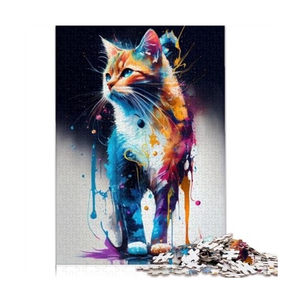 Puzzles pour Adultes 500 pièces Chat Jouant du Violoncelle Puzzle Adulte Puzzles en Bois Puzzles en Bois Puzzle Durable pour 