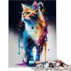 Puzzles pour Adultes 500 pièces Chat Jouant du Violoncelle Puzzle Adulte Puzzles en Bois Puzzles en Bois Puzzle Durable pour 