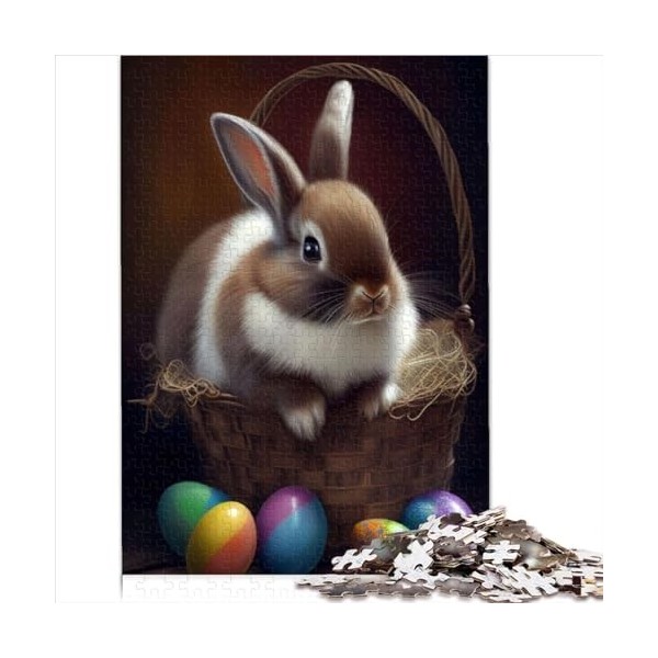 Puzzles 500 pièces pour Adultes Lapin de Pâques Lapin Animal Puzzle Amusant pour Adultes Puzzles en Bois pour Adultes Puzzles