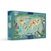 Puzzle carte du monde 1000 pièces – Chaque pièce est unique – Jeu amusant pour adultes – Oiseaux, montgolfière, voyage,
