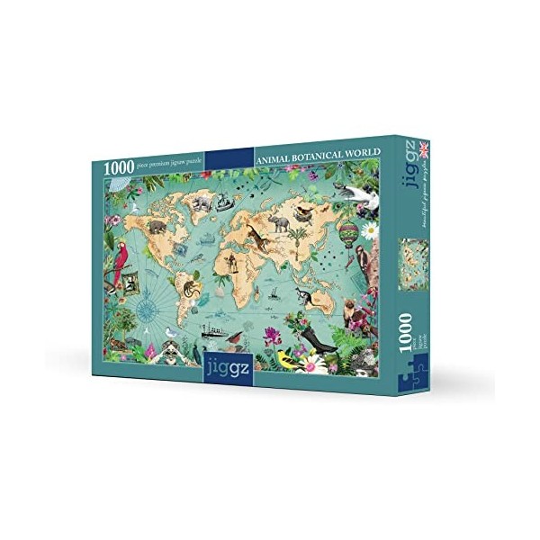 Puzzle carte du monde 1000 pièces – Chaque pièce est unique – Jeu amusant pour adultes – Oiseaux, montgolfière, voyage,