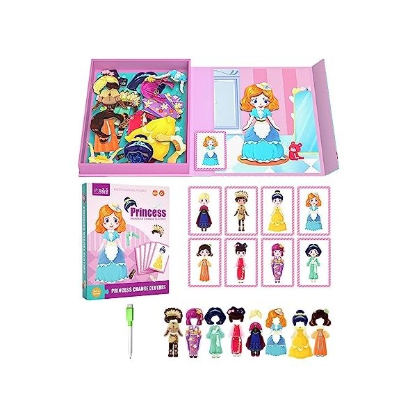 vzfit Puzzles magnétiques pour enfants, puzzles pour tout-petits - Jouet de société magnétique pour filles, jouet amusant et 