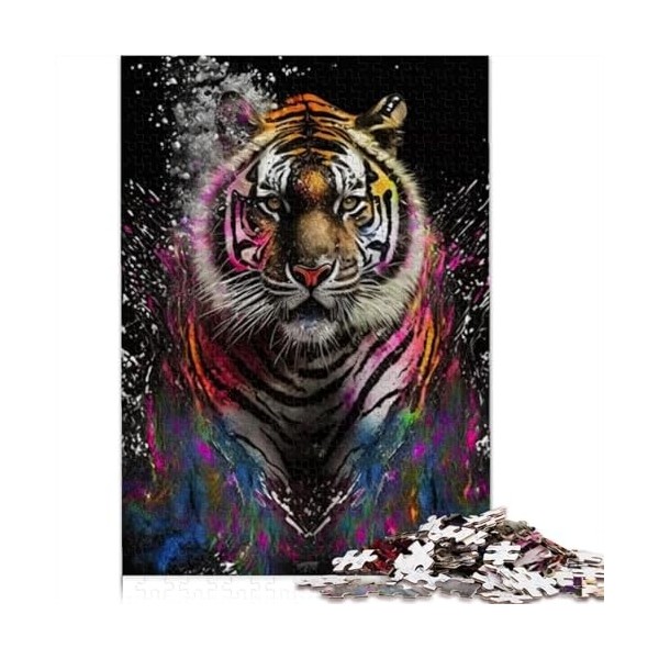 Tigre coloré Puzzle pour Adultes Puzzles Adultes Puzzles Cadeaux Puzzle en Bois pour Adultes Enfants Jeu éducatif pour Enfant