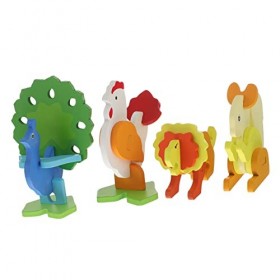 NUOBESTY 4 Pièces Puzzle danimaux en Trois Dimensions Jouets pour Poussins Scie Sauteuse Puzzles pour Enfants Jouets Décure