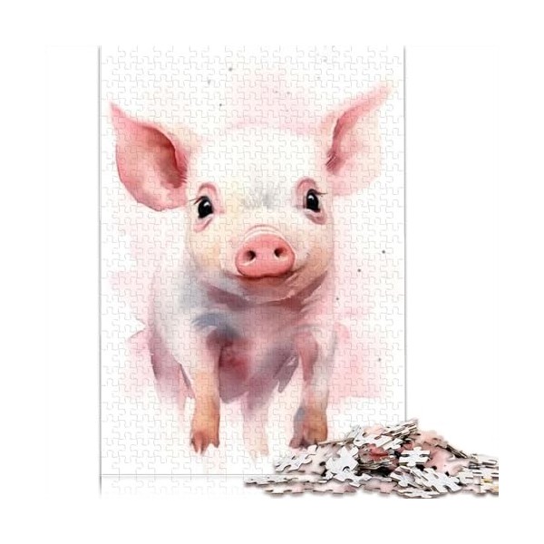 Puzzles pour Adultes Aquarelle Cochon Rose 500 Puzzles Adultes et Enfants Puzzle en Bois pour Adultes Puzzle pour Adultes et 