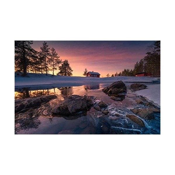 RUIYANMQ Puzzle 1000 pièces Paysage Hivernal norvégien Adultes Enfants Jouets en Bois Jeu éducatif Zy230Tm