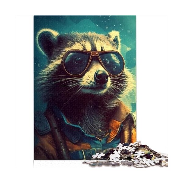 Puzzles 500 pièces pour Adultes astronautes Panda Puzzles Adultes Puzzles Cadeaux Puzzles en Bois pour Adultes apprenant des 