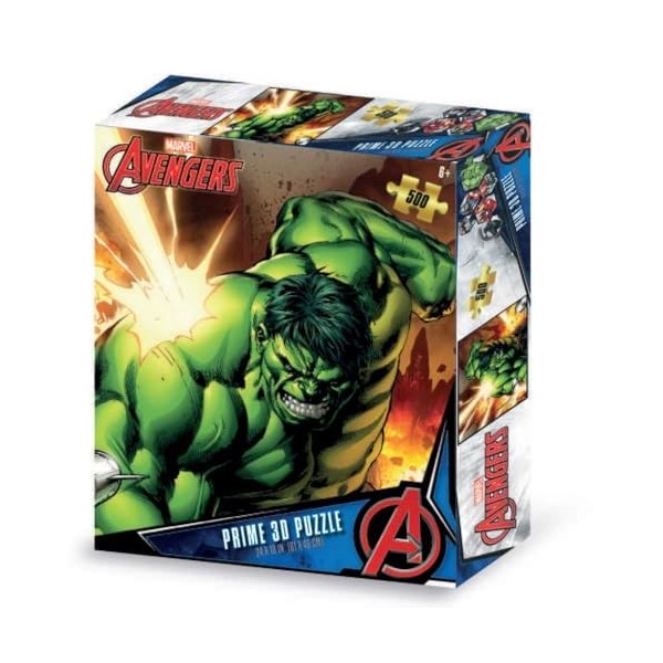 Grandi Giochi Marvel Avengers Hulk Puzzle lenticulaire Horizontal avec 500 pièces incluses et Emballage avec Effet 3D-PUA0500