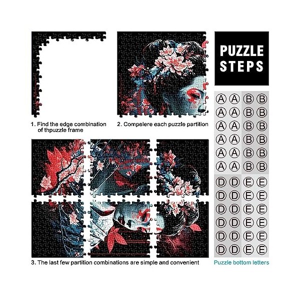 Geisha Neon Cherry Blossom Puzzle 500 pièces Jigsaws Jigsaw PuzzleJigsaw Puzzles Teens Kids 500 pièces 19.7" x 20.47"/38 * 52