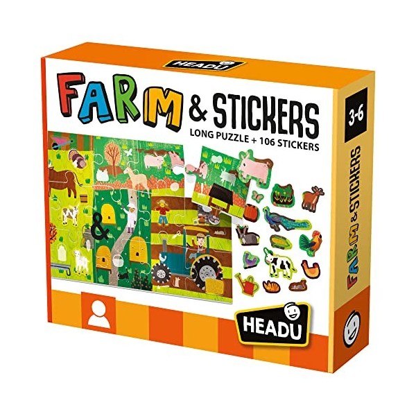 Headu - Puzzle + Stickers - The Farm MU24926 