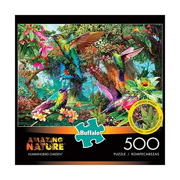 Buffalo Games - Jardin colibri – Puzzle de 500 pièces avec images cachées, vert