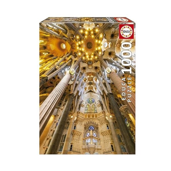 Educa - Intérieur de la Sagrada Familia | Puzzle de 1000 pièces. Mesure Une Fois monté: 48 x 68 cm. Comprend Fix Puzzle Tail 