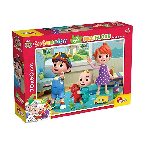 Lisciani - CoComelon - Maxi Puzzle pour enfants a partir de 3 ans, 60 pièces, 2 en 1 Double Face Recto / Verso avec le dos à 