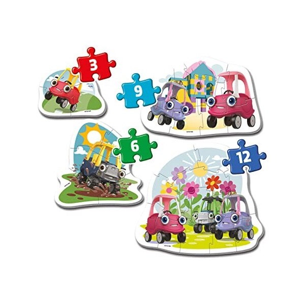 Clementoni My First Little Tikes Enfant-boîte de 4 Puzzles 3, 6, 9 et 12 pièces -fabriqué en Italie, 2 Ans et Plus, 20832, 